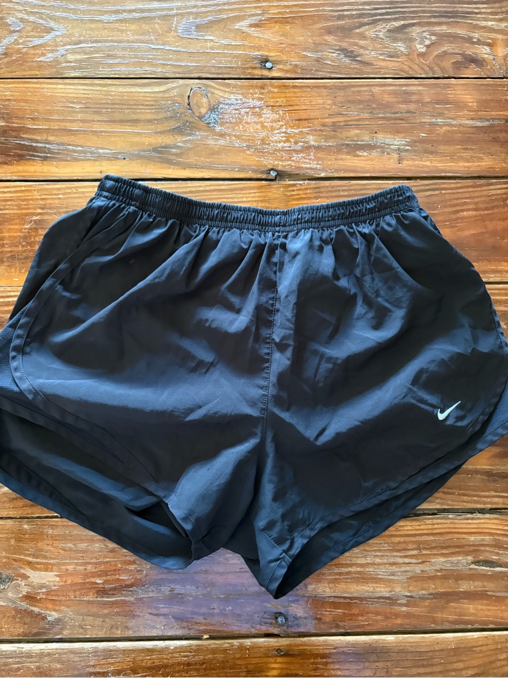 Nike Women’s Black Athletic Running Shorts with White Swoosh